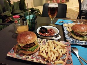 Vegan beyond burgers with yummy fries. at PicNic in Velez-malaga