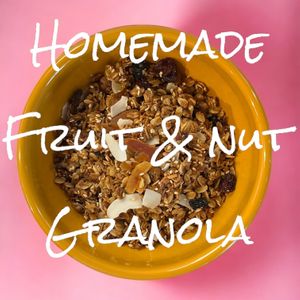 Homemade Granola with Maple, blueberry, and fruit & nut available with non-dairy milk at Last Chance Sandwich in Cheticamp