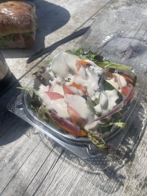 Highland salad with a meatloaf sandwich😄 at Last Chance Sandwich in Cheticamp