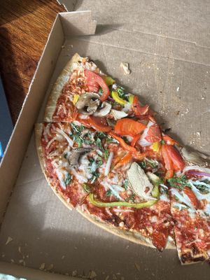 Vegan veggie pizza, thin and crispy base  at Domino's Pizza - Floresstraat in Groningen