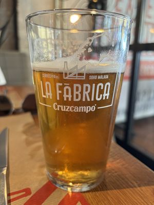 Locally brewed non-alcoholic beer  at La Fábrica  in Malaga