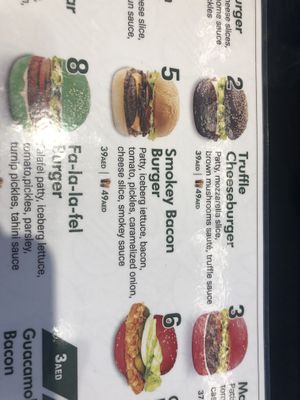 Menu  at Vegan Burger - Dubai Mall in Dubai