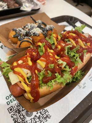 Vegan hotdog and truffle potato   at Vegan Burger - Dubai Mall in Dubai