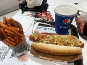 vegan hotdog meal   at Vegan Burger - Dubai Mall in Dubai
