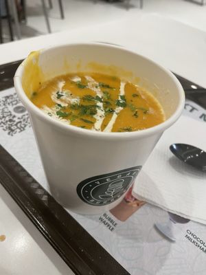 Pumpkin vegan soup   at Vegan Burger - Dubai Mall in Dubai