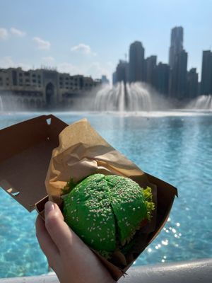 You can always eat outside a food court  at Vegan Burger - Dubai Mall in Dubai