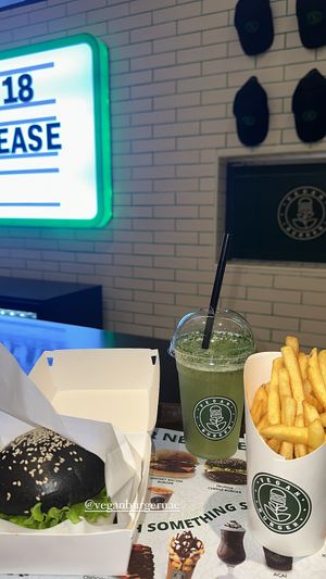 It's nice to eat and understand that I'm eating a non-killed animal. It’s happy mean! Cheers guys  at Vegan Burger - Dubai Mall in Dubai