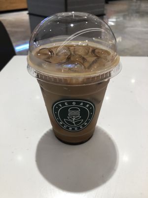 Iced oat latte #Veganuary at Vegan Burger - Dubai Mall in Dubai