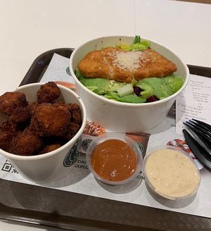 Caesar salad and crispy cauliflower  at Vegan Burger - Dubai Mall in Dubai