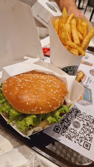 Smokey Bacon Burger 49 AED at Vegan Burger - Dubai Mall in Dubai