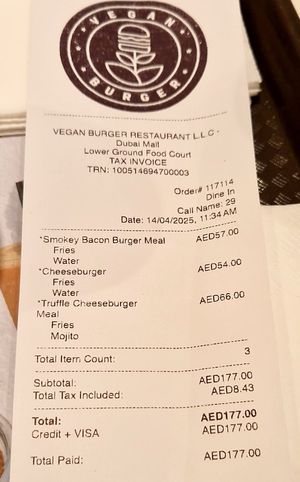  at Vegan Burger - Dubai Mall in Dubai