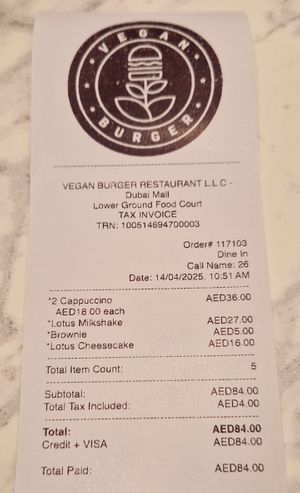  at Vegan Burger - Dubai Mall in Dubai