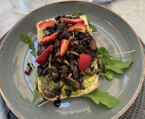 Vegan forest ‘tartine'  at The Five Restaurant in Crete