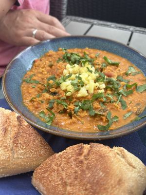 Linsensuppe mit Ananas   at Pittis CaféBar Föhr in Wyk Auf Foehr