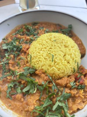 Linsencurry mit Reis  at Pittis CaféBar Föhr in Wyk Auf Foehr