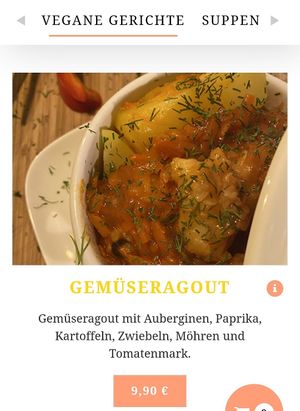 Vegane Speisekarte - Gemüseragout at Café Arbat in Rostock