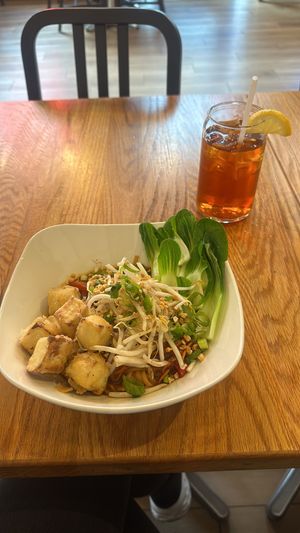 Pad thai and ice teaa  at Pure Kitchen - Rideau St in Ottawa