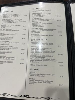 Menu with limited options  at JTS Falafel & Kababs in Corinth