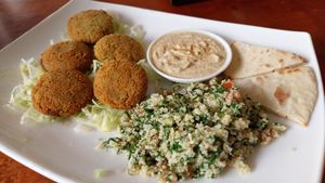 Falafel plate at My Veg in Banos