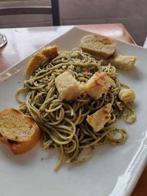 Spaghetti with 'tofu' at My Veg in Banos