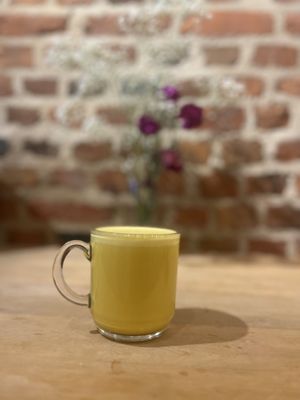 Golden latte   at Vegania Desserts in Montreal