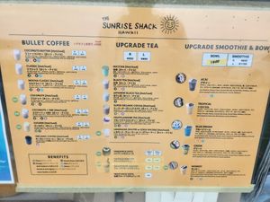 Menu at The Sunrise Shack in Kamakura