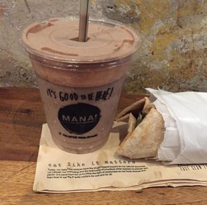 First time at Mana. Falafel wrap and Babylon drink.  at MANA! - Soho in Hong Kong Island