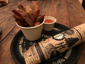 Chips with ketchup, MANA!Nirvana flatbread  at MANA! - Soho in Hong Kong Island