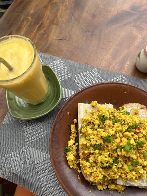 Vegan scrambled tofu  at Street Three Restaurant & Bar Kratie in Krong Kracheh