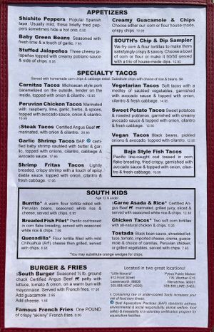 See options to make dishes vegetarian or vegan. at South in Wenatchee