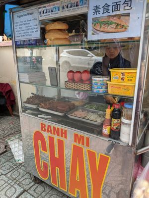 Another photo of the cart and the ingredients she puts in at Chay Banh Mi - Food Cart in Nha Trang
