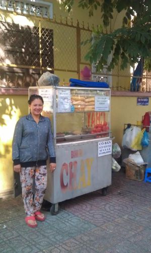 The chef and her cart at Chay Banh Mi - Food Cart in Nha Trang