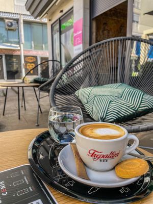 Coffee with different kind vegan milk   at Secret Garden in Koper