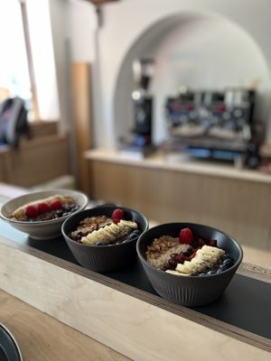 Porridge and açai bowl   at Bistro Verde in Copenhagen