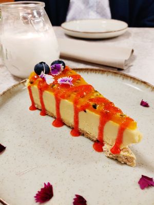 Passion fruit cheesecake at Bistro Verde in Copenhagen