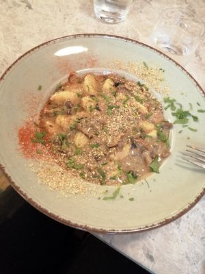 Mushroom gnocchi at Bistro Verde in Copenhagen