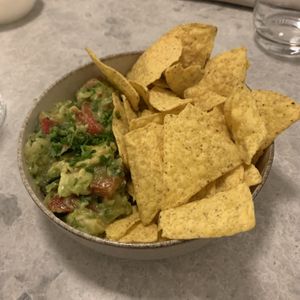 Guac and nachos  at Bistro Verde in Copenhagen
