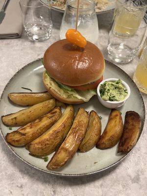 Beyond meat burger  at Bistro Verde in Copenhagen