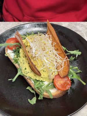 Scrambled tofu on toast  at Bistro Verde in Copenhagen