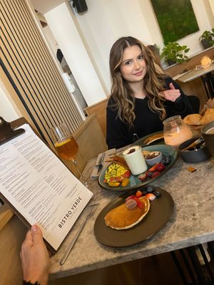 My daughter Kiana and I are delighted by this fresh new Bistro!  at Bistro Verde in Copenhagen