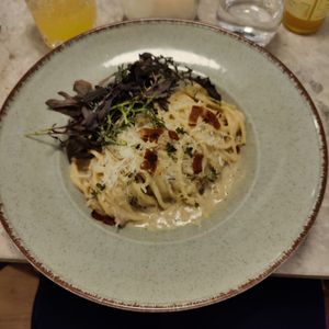 SPAGHETTI CASHEW CARBONARA at Bistro Verde in Copenhagen