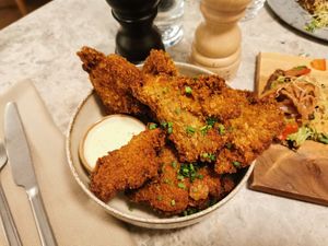 Fried oyster mushroom at Bistro Verde in Copenhagen