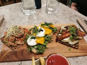 Three kinds of smørrebrø at Bistro Verde in Copenhagen