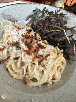 Spaghetti carbonara   at Bistro Verde in Copenhagen
