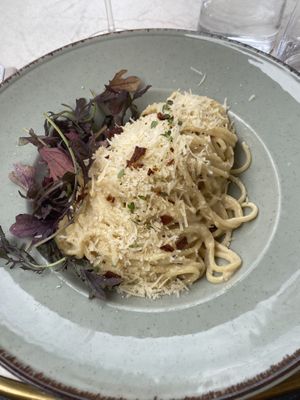 Vegan Pasta Carbonara  at Bistro Verde in Copenhagen