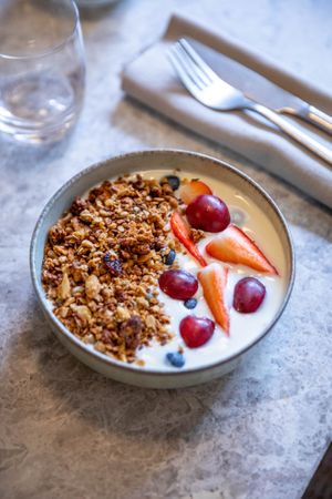 Yoghurt with home made granola at Bistro Verde in Copenhagen