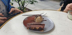 Chocolade nut brownie at Bistro Verde in Copenhagen