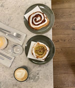 Cinnamon roll and Danish pastries  at Bistro Verde in Copenhagen