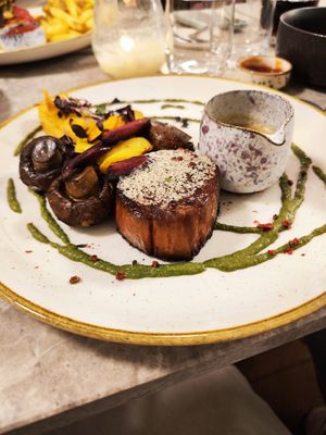 Vegan Juicy Marbles steak at Bistro Verde in Copenhagen