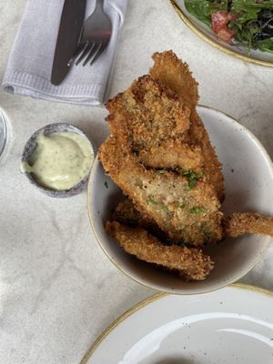 Fried oyster mushrooms  at Bistro Verde in Copenhagen